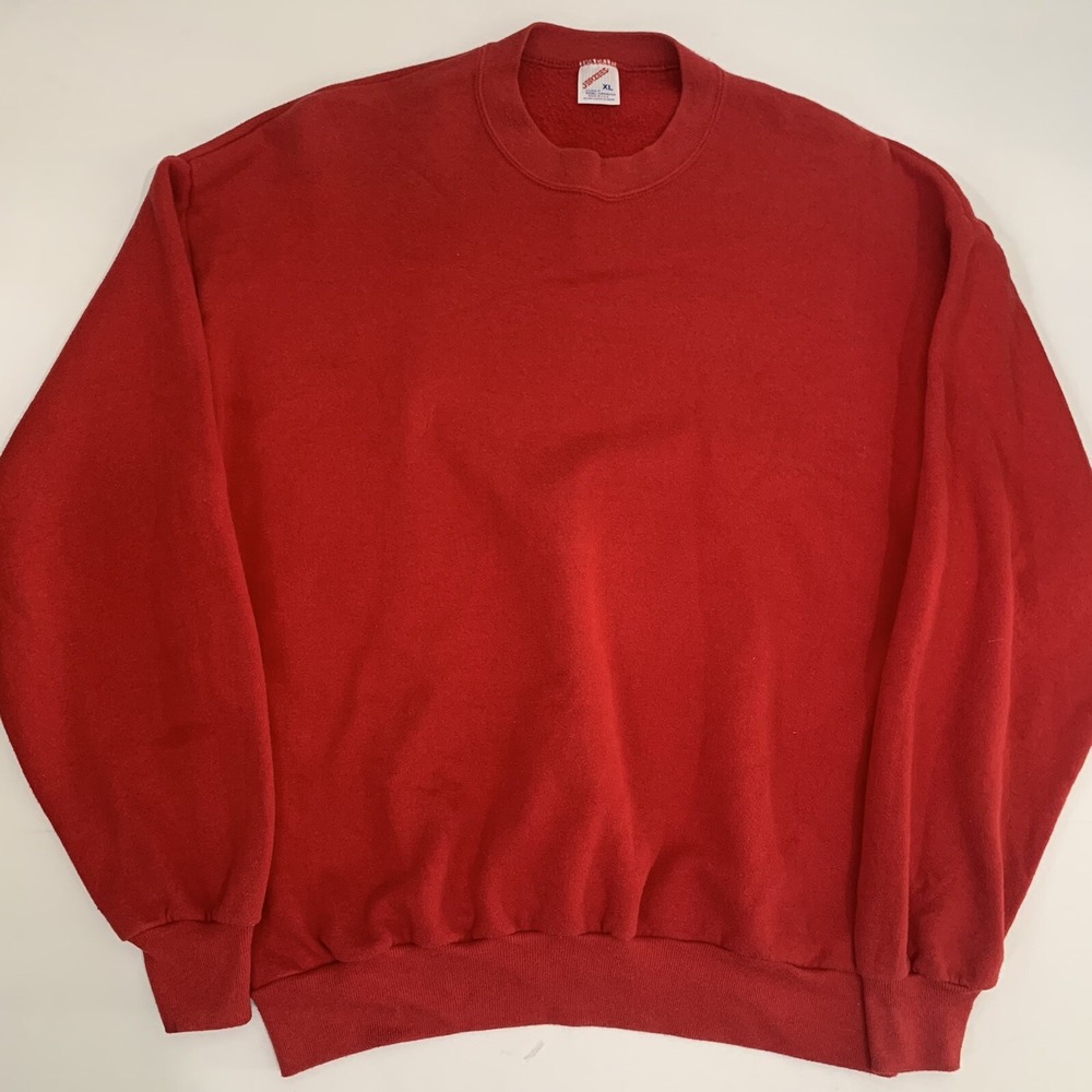 Vintage Jerzees Made In USA Crewneck Sweater Mens XL Red 90s Pullover